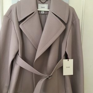 Lewit short belted wool coat